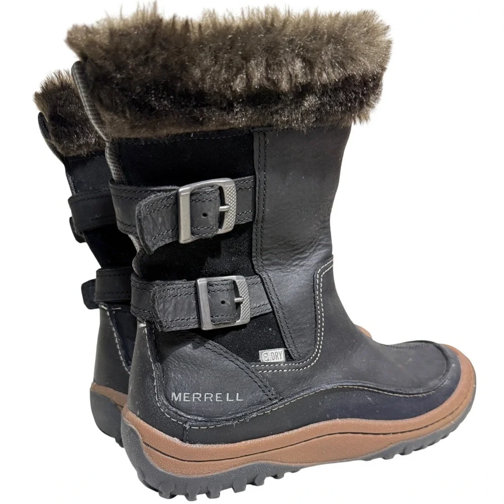 Merrell Women's Waterproof Winter Boots 200g Thinsulate Black Fur Lined Gorpcore